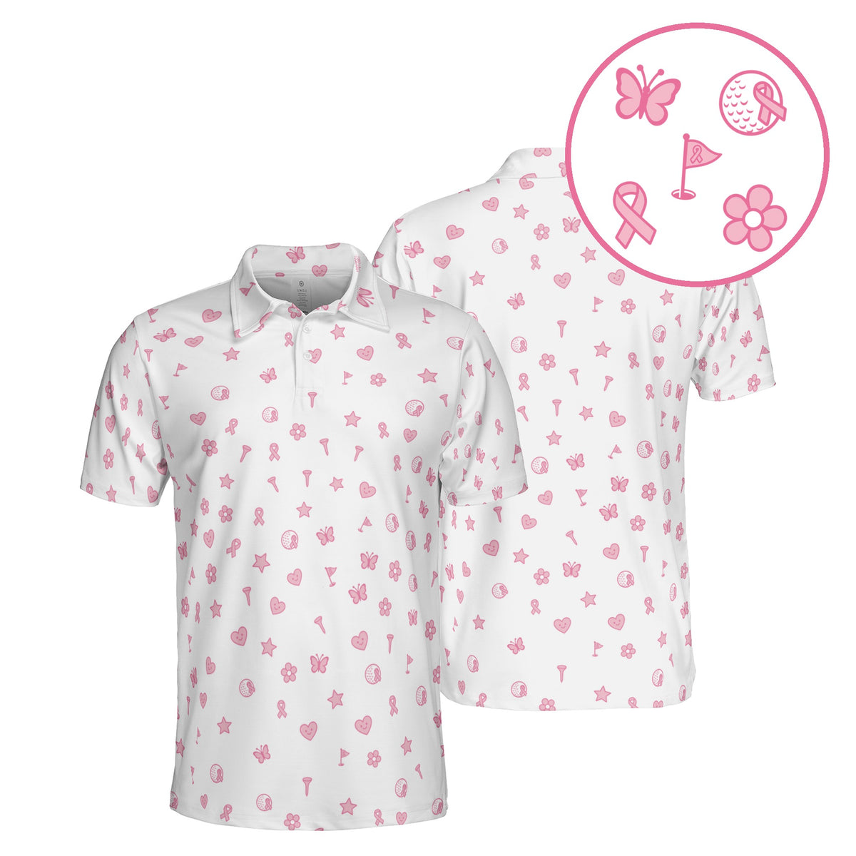 Pink Out Links golf polo in White