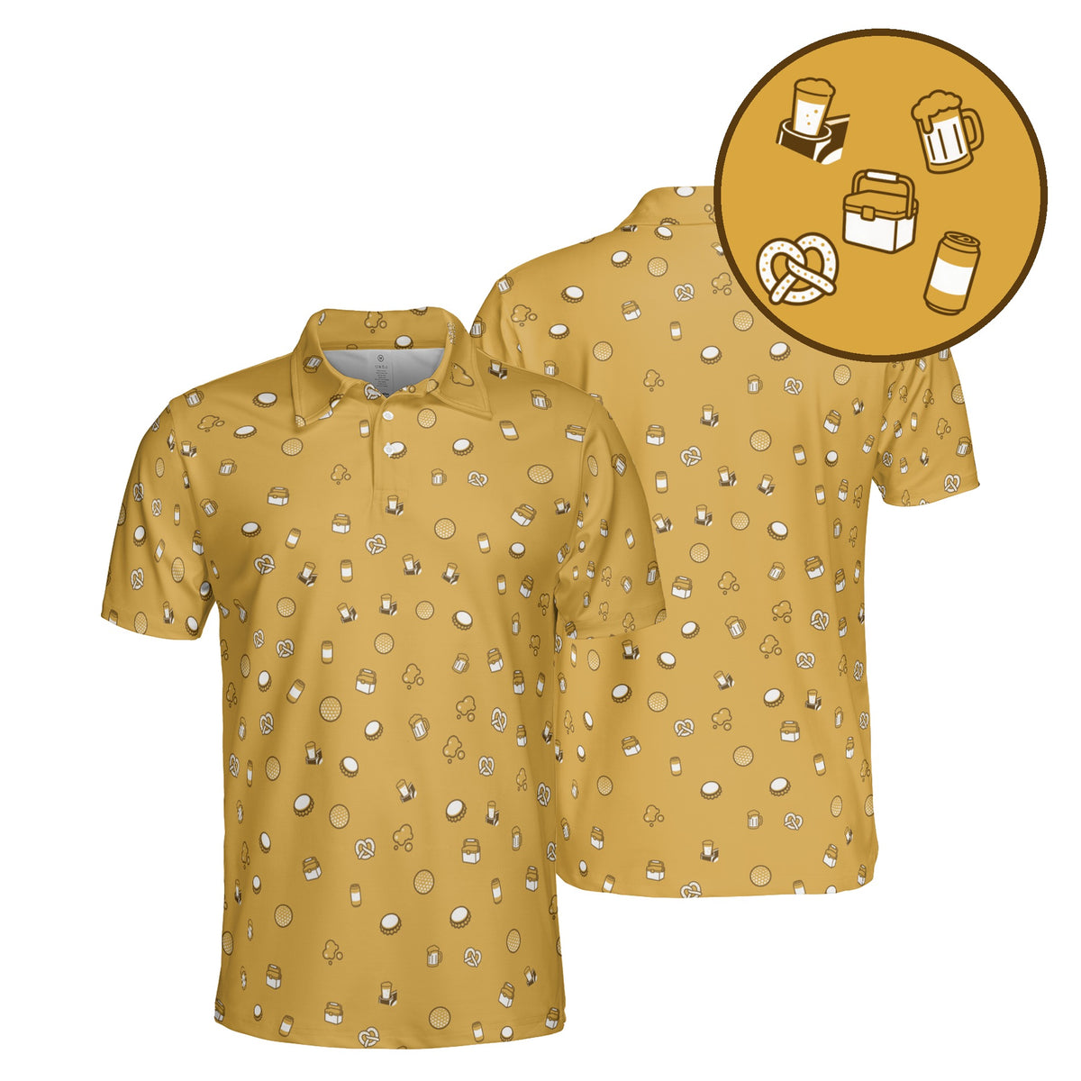 Cold One Club golf polo in Gold