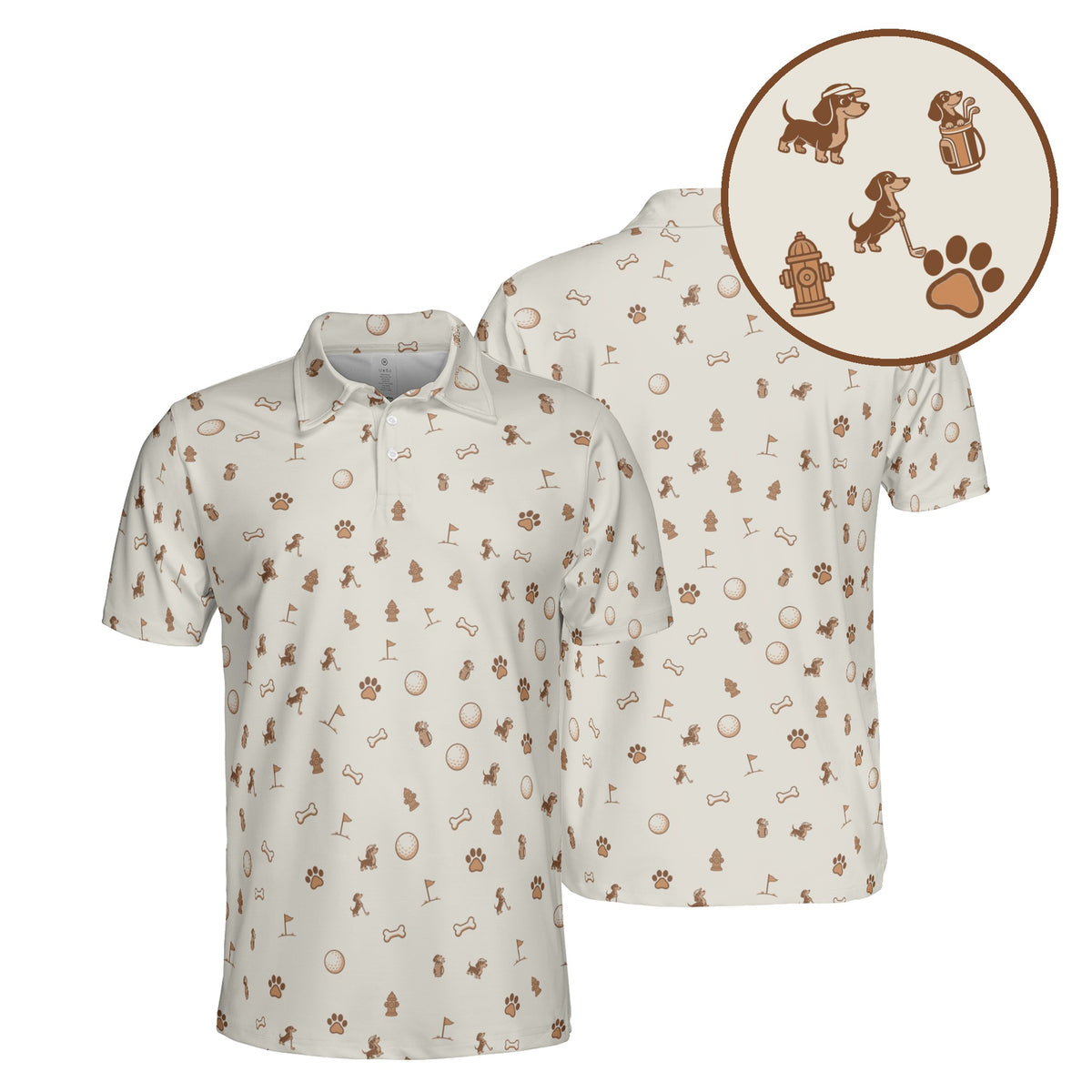 Doxie Drive golf polo in Sand