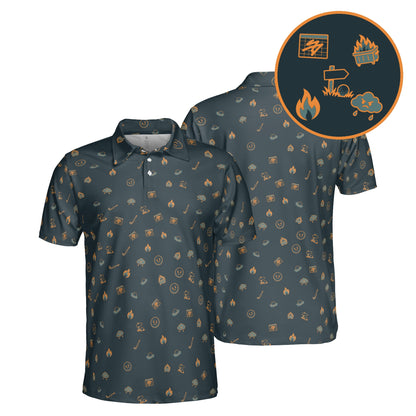 Dumpster Fire Round golf polo in Deep Teal