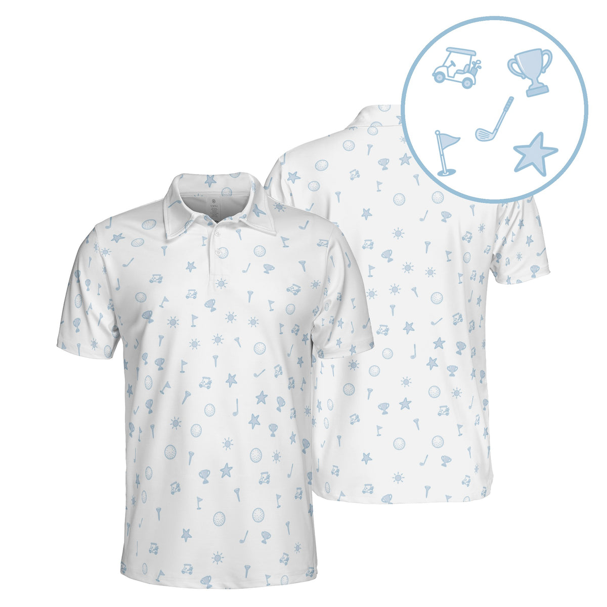 Doodle Round golf polo in White