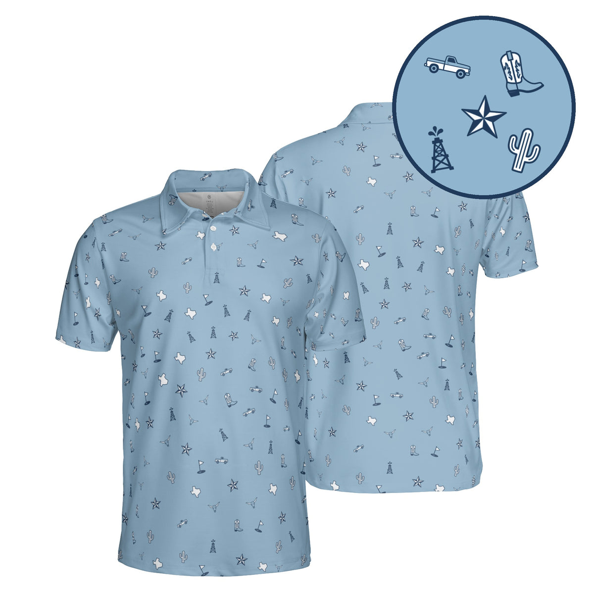 Lone Star Links golf polo in Sky Blue