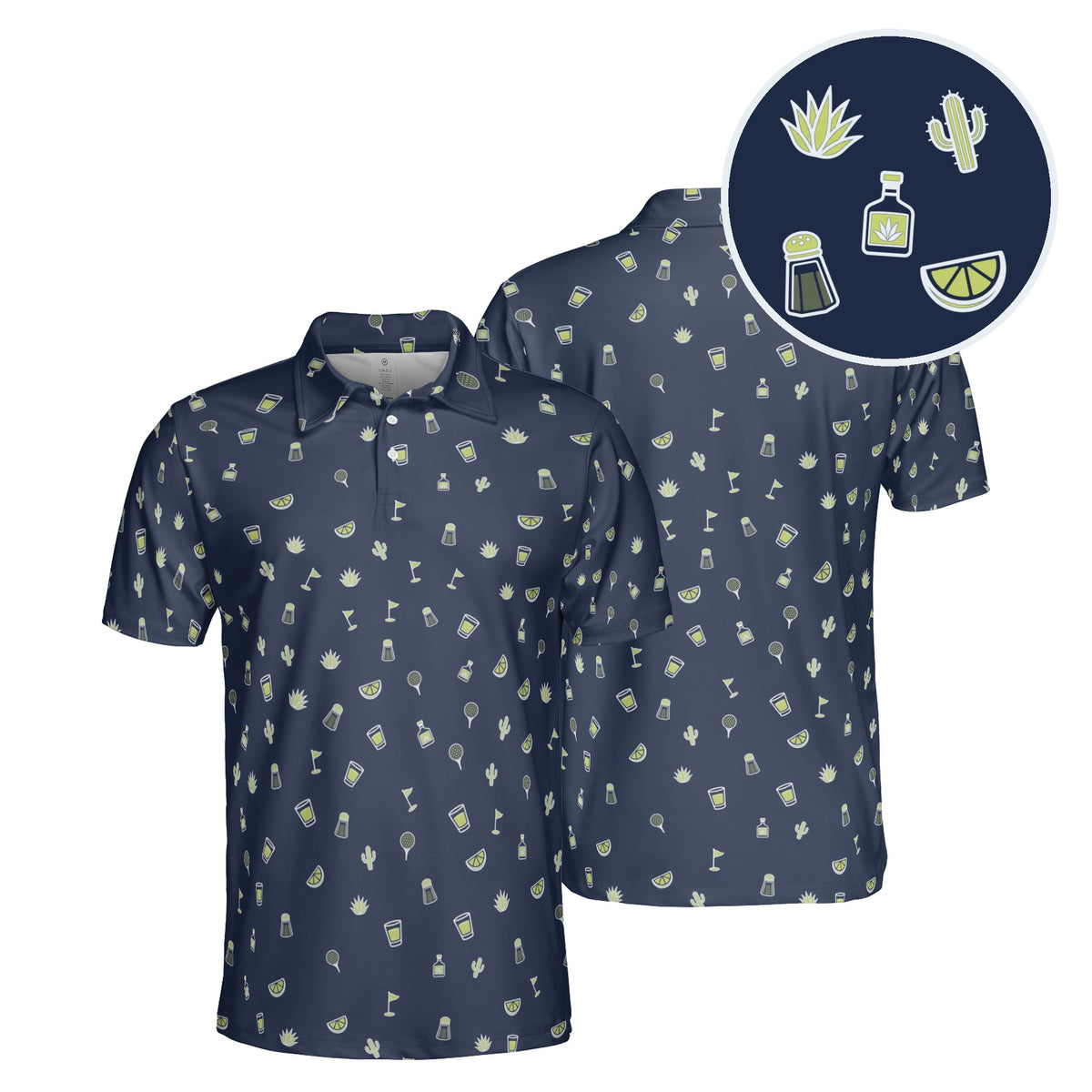 Agave Hour golf polo in Navy