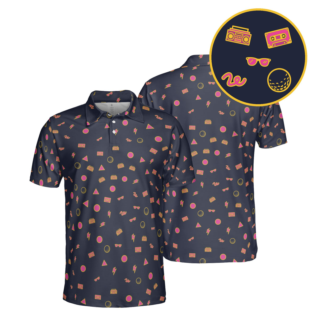 Totally Rad Range golf polo in Ink
