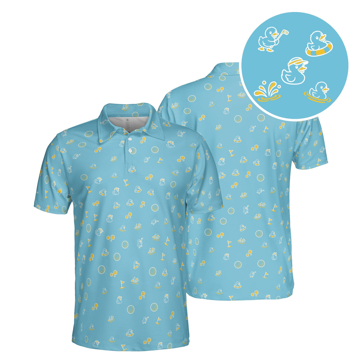 Rubber Duck Range golf polo in Carolina Blue