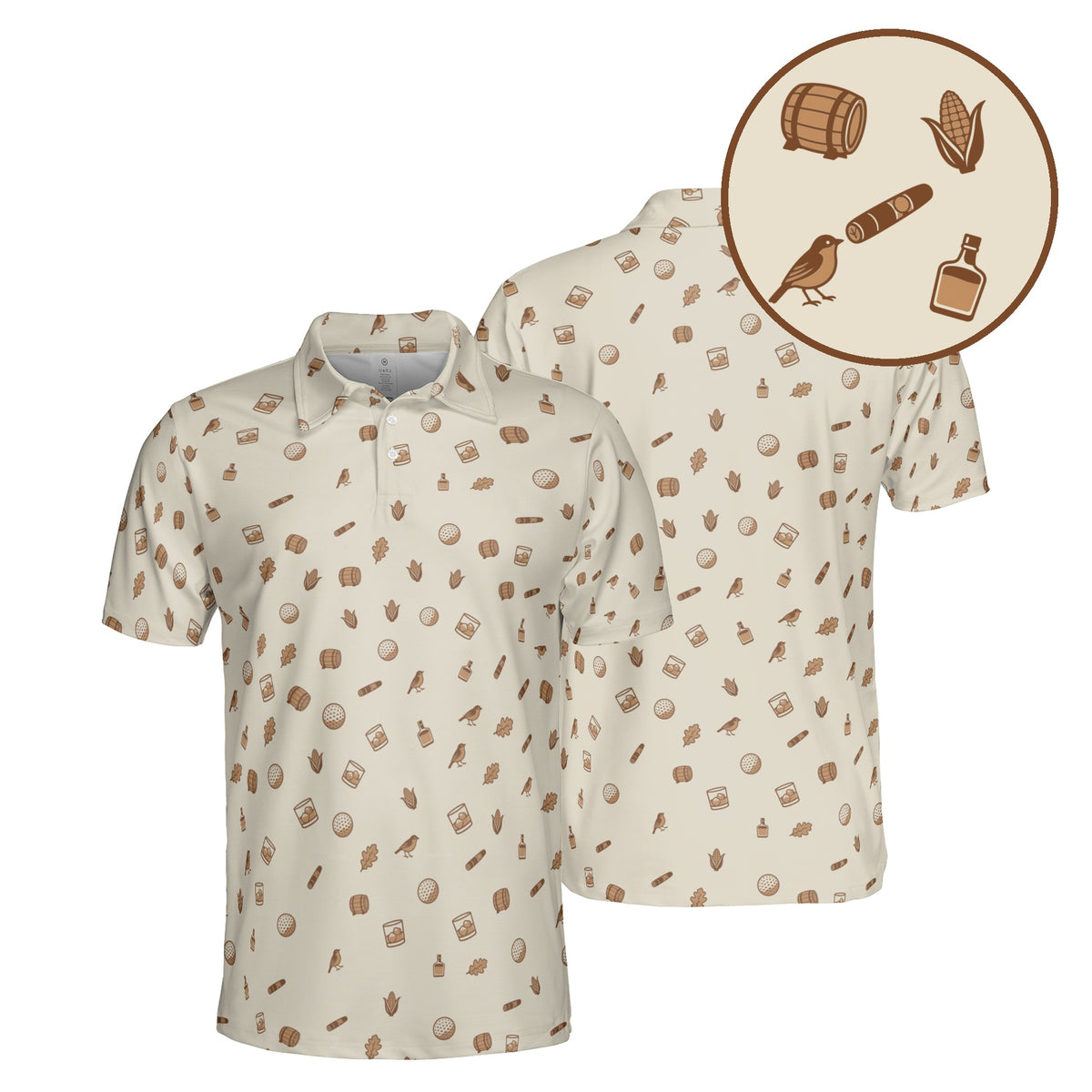 Bourbon & Birdies golf polo in Sand