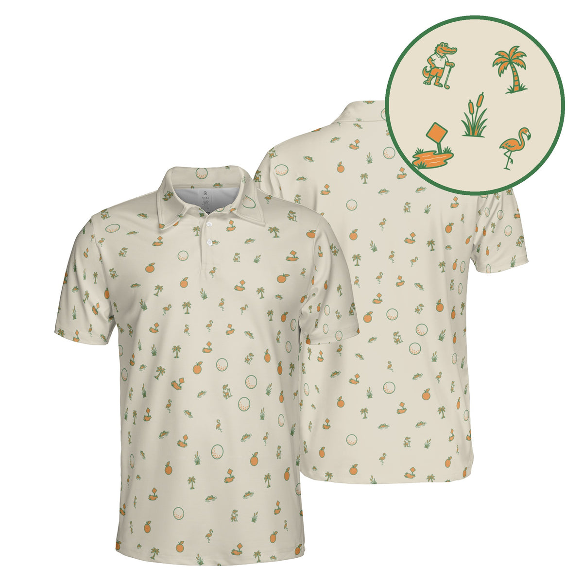 Gator Green golf polo in Sand