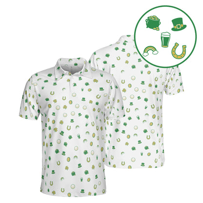 Luck of the Links golf polo in White
