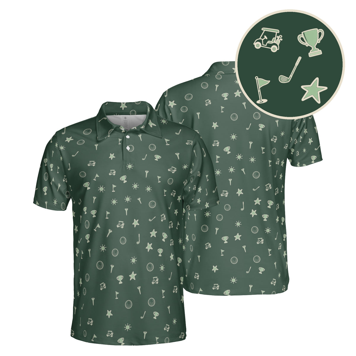Doodle Round golf polo in Forest