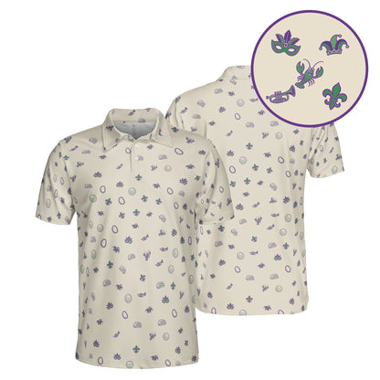 Mardi Gras Mulligan golf polo in Sand