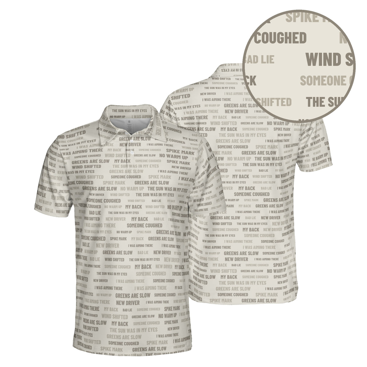 Excuse Generator golf polo in Sand