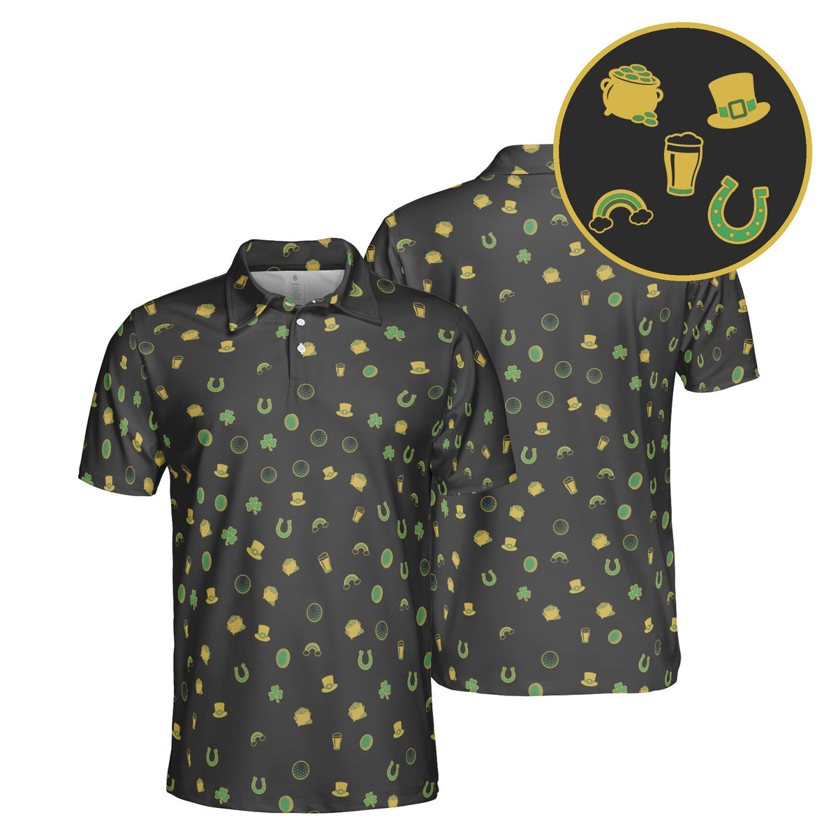 Luck of the Links golf polo in Charcoal