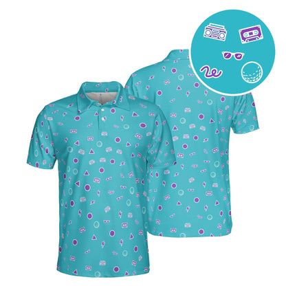 Totally Rad Range golf polo in Aqua