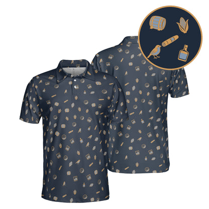 Bourbon & Birdies golf polo in Ink