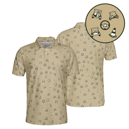 Cart Path Only golf polo in Tan