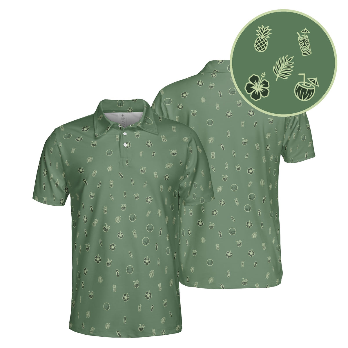 Island Time golf polo in Fern