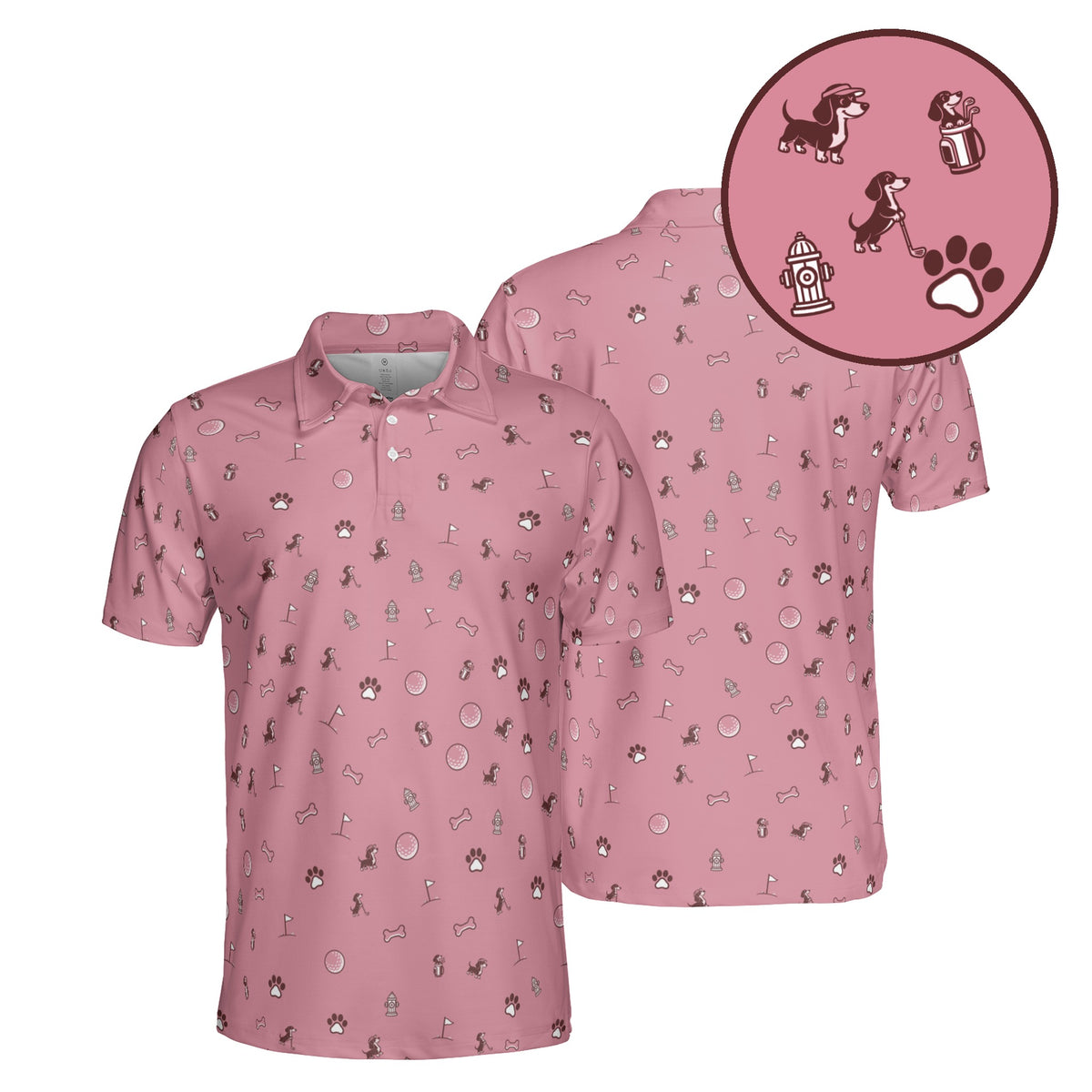 Doxie Drive golf polo in Rose