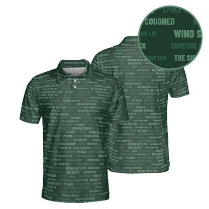 Excuse Generator golf polo in Pine
