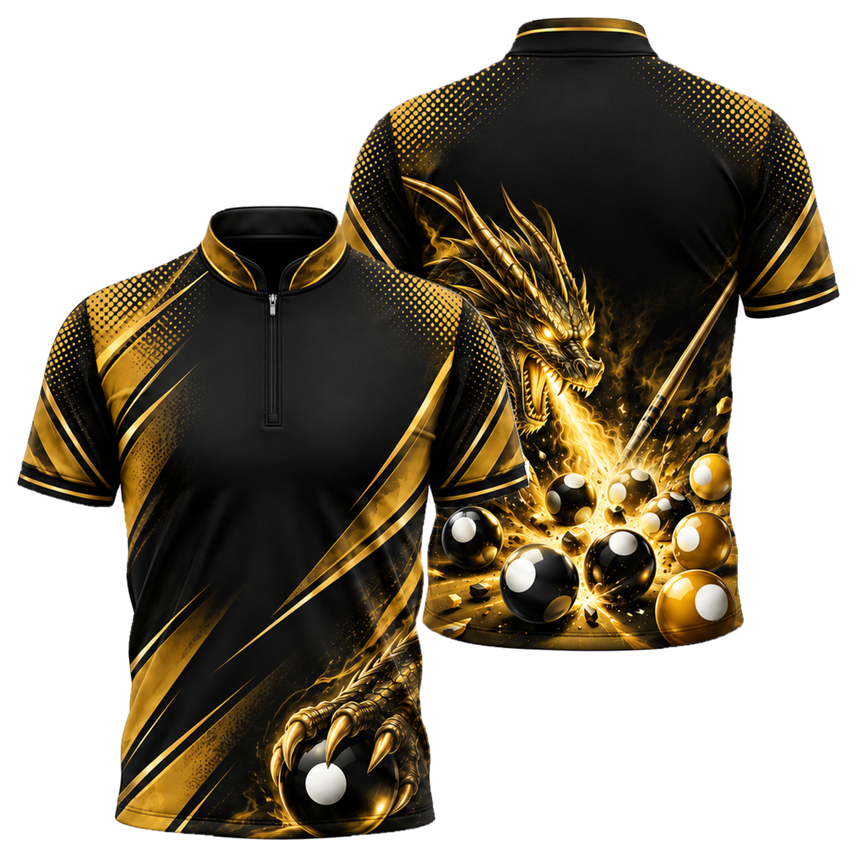 Dragon Break Billiards Jersey in Black & Gold