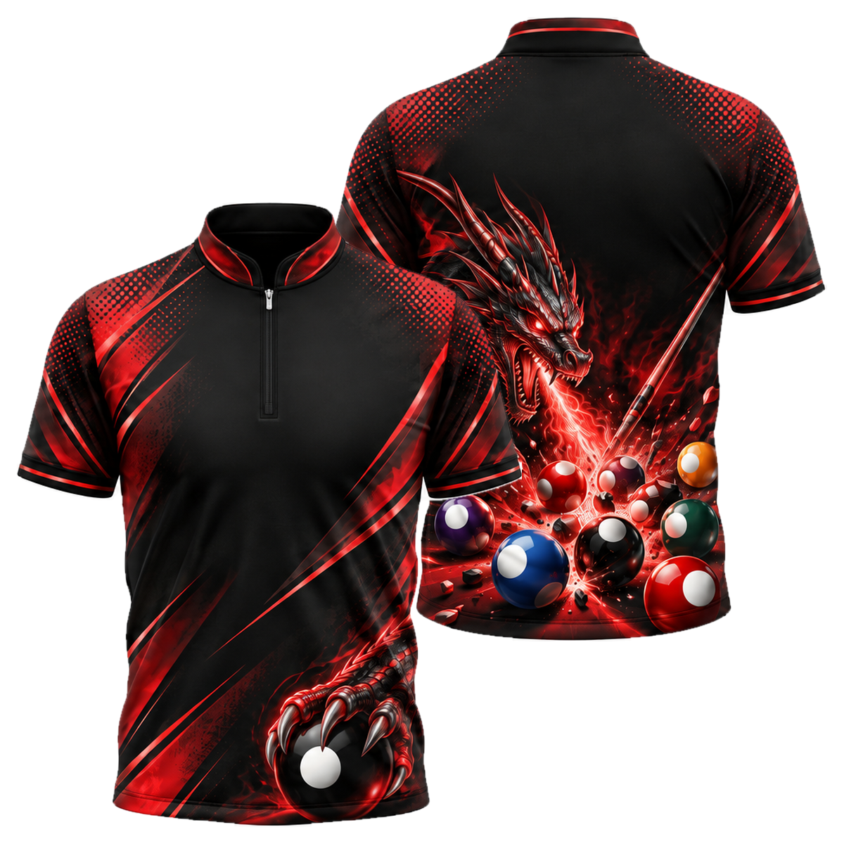 Dragon Break Billiards Jersey in Black & Red