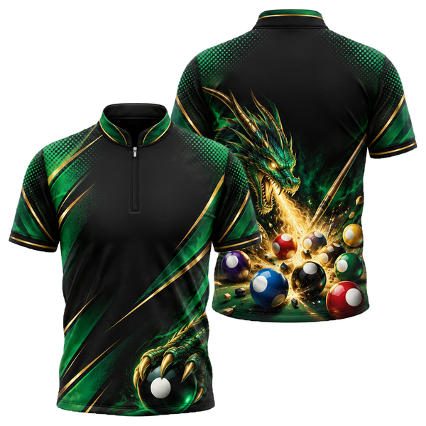 Dragon Break Billiards Jersey in Green & Gold