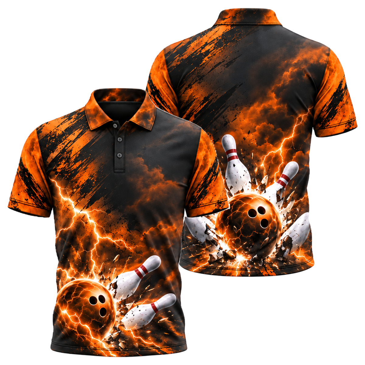 Blue Thunder Strike Unisex Polo in Orange & Black