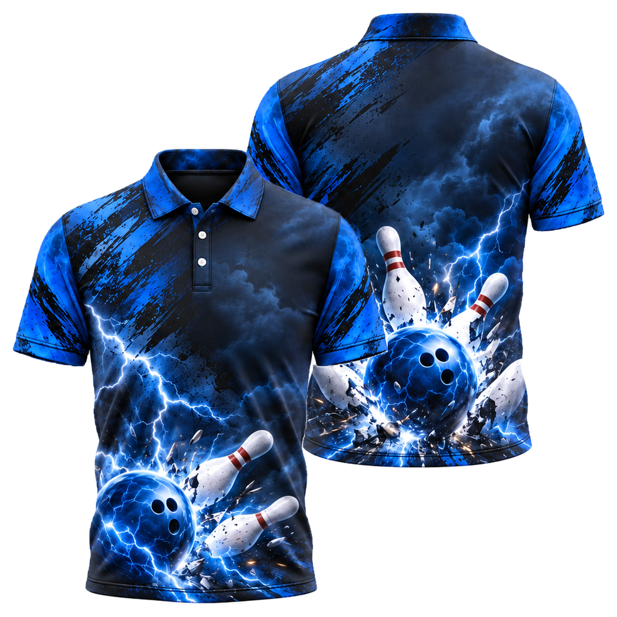 Blue Thunder Strike Unisex Polo in Royal & White