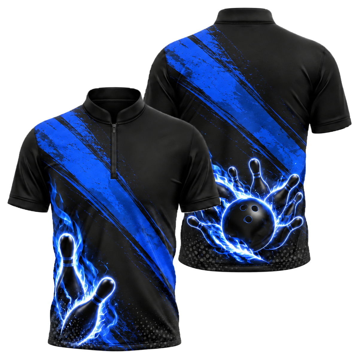 Crimson Flame Pins Bowling Jersey in Royal & White