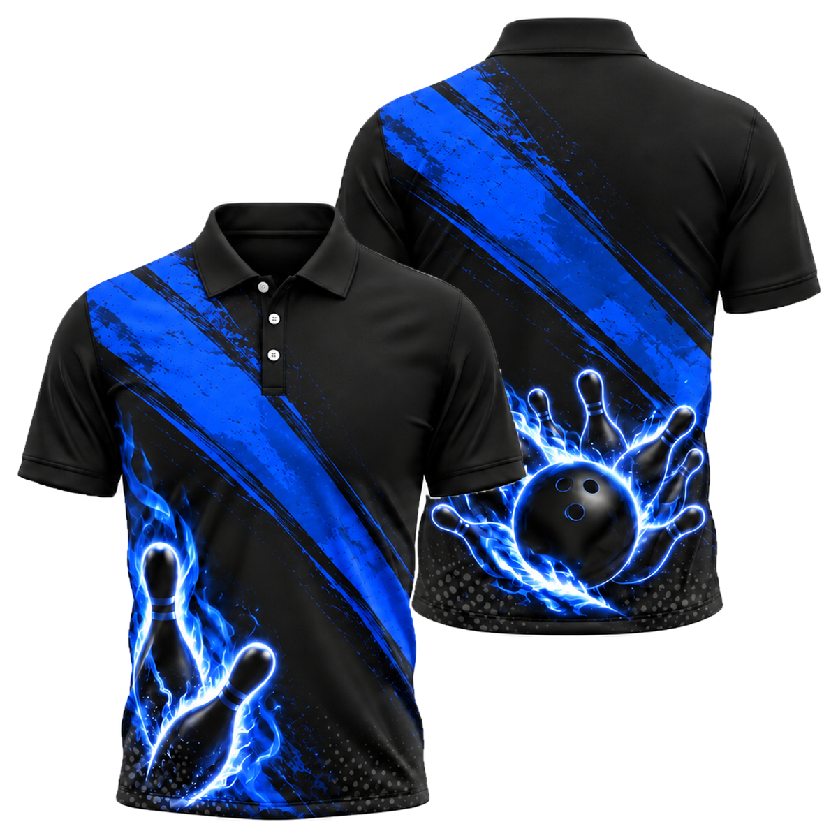Crimson Flame Pins Unisex Polo in Royal & White