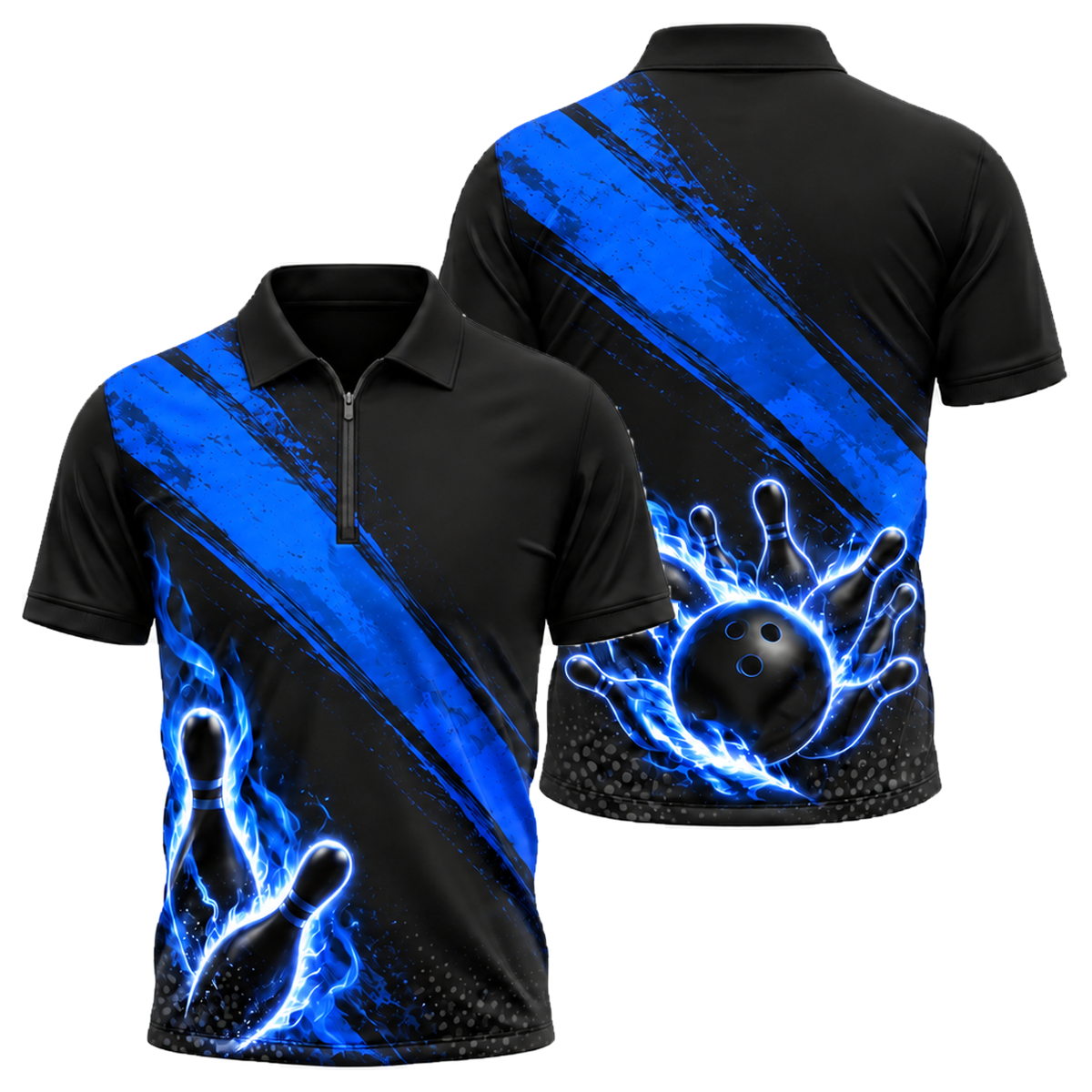 Crimson Flame Pins Quarter-Zip Polo in Royal & White