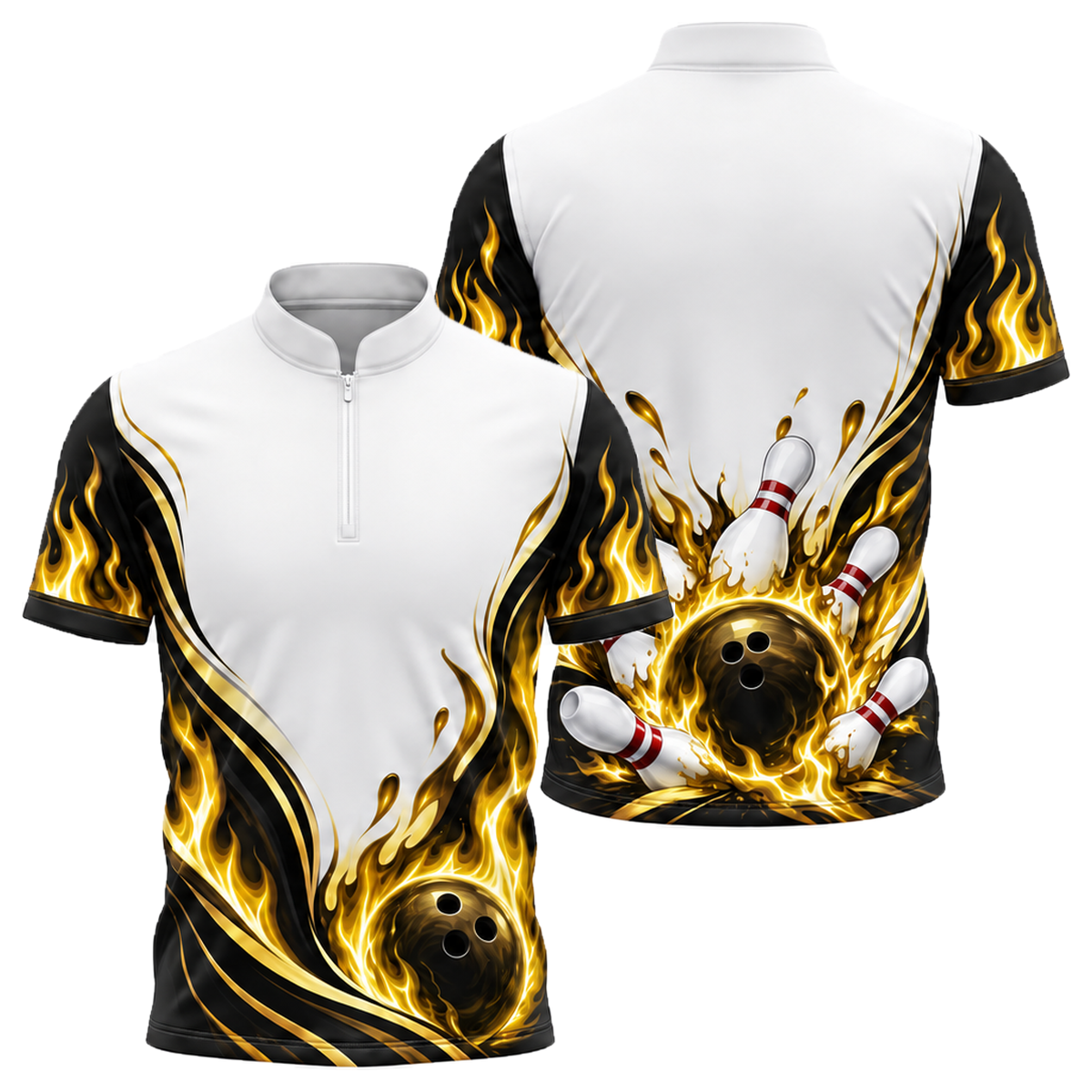 Blue Blaze Strike Bowling Jersey in Black & Gold