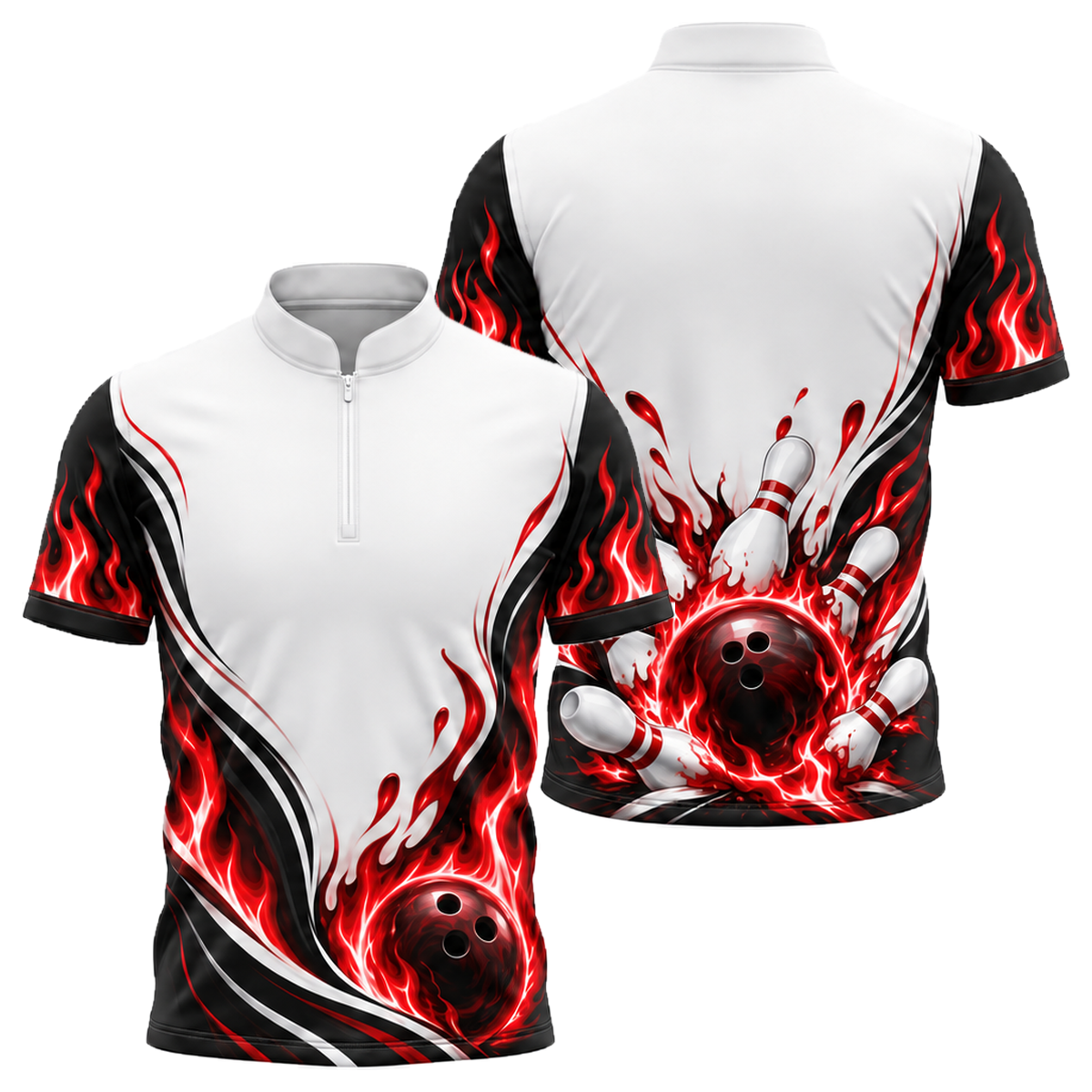Blue Blaze Strike Bowling Jersey in Black & Red