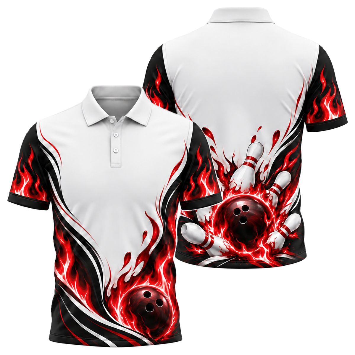 Blue Blaze Strike Unisex Polo in Black & Red