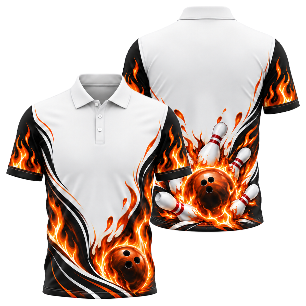 Blue Blaze Strike Unisex Polo in Orange & Black