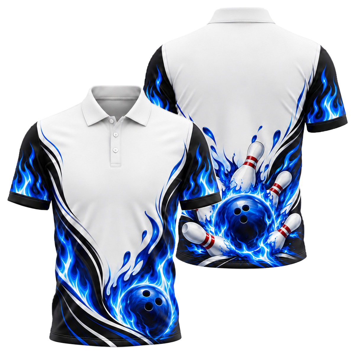 Blue Blaze Strike Unisex Polo in Royal & White