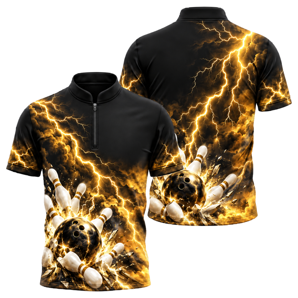 Storm Cell Strike Bowling Jersey in Black & Gold
