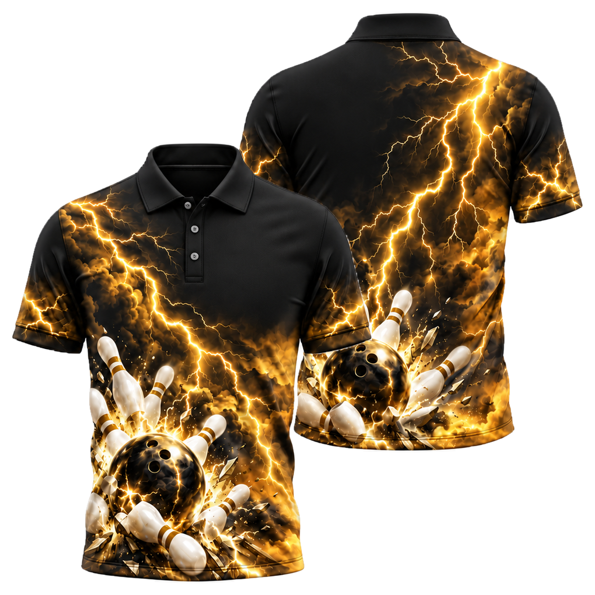Storm Cell Strike Unisex Polo in Black & Gold