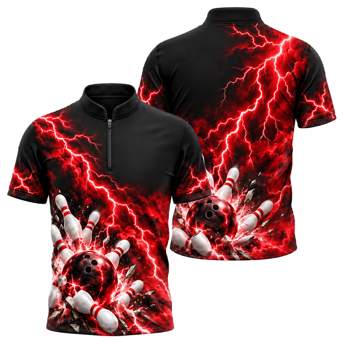 Storm Cell Strike Bowling Jersey in Black & Red