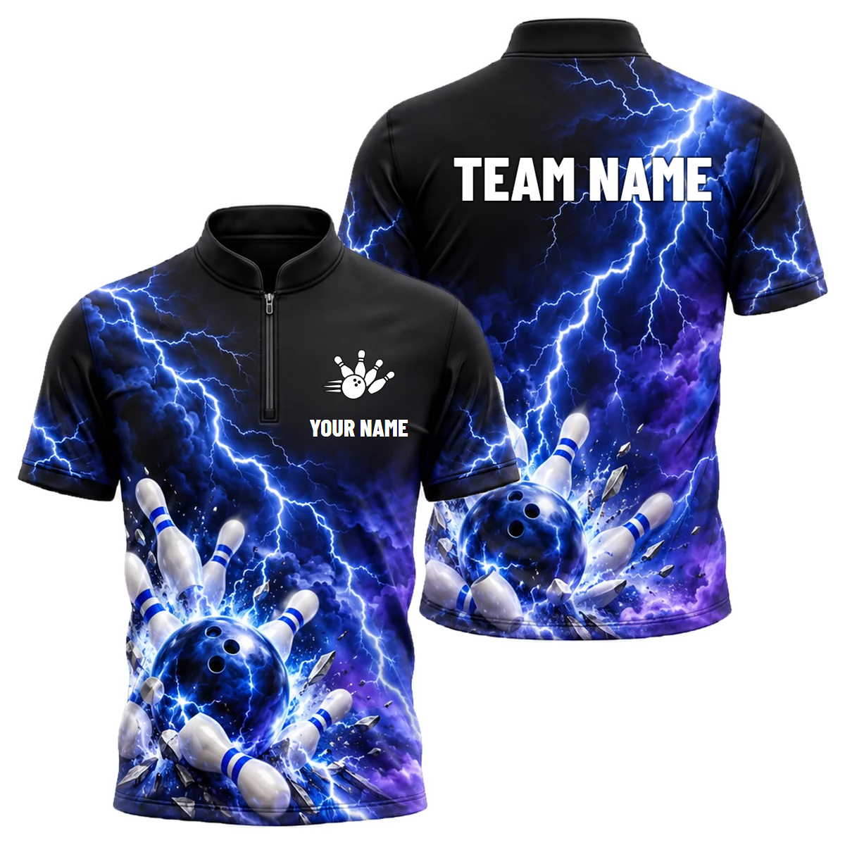 Storm Cell Strike custom bowling shirt personalized with name and team name