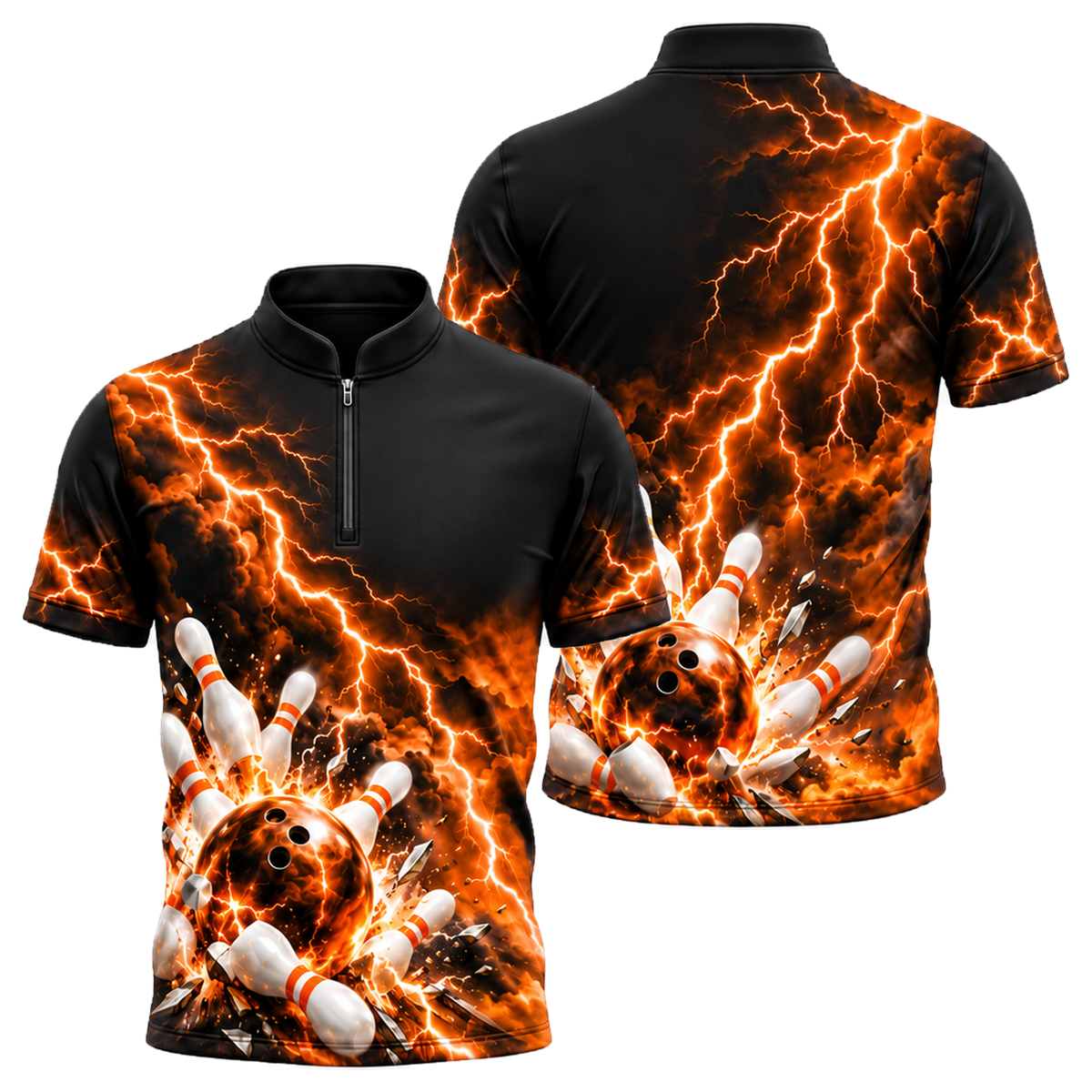 Storm Cell Strike Bowling Jersey in Orange & Black