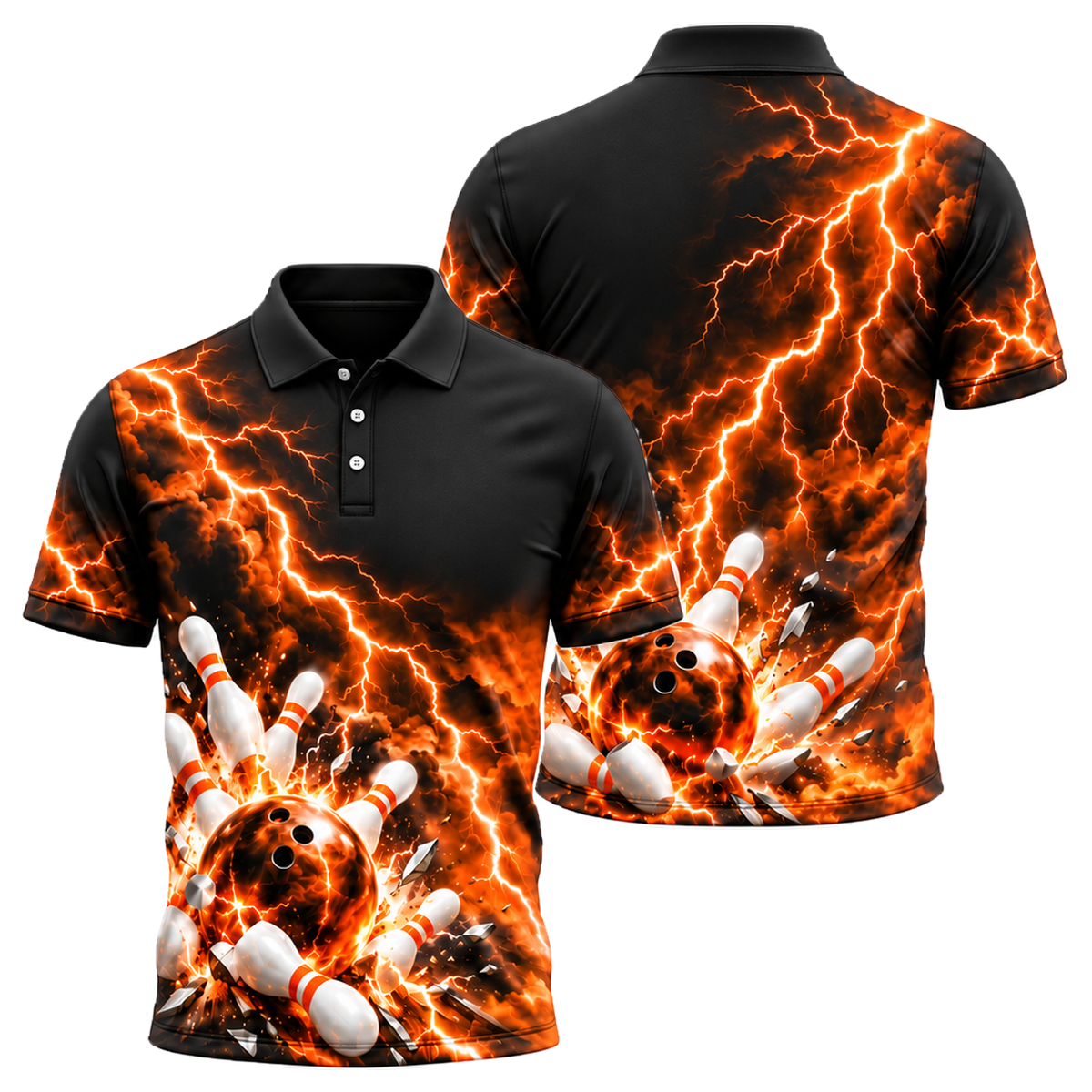 Storm Cell Strike Unisex Polo in Orange & Black