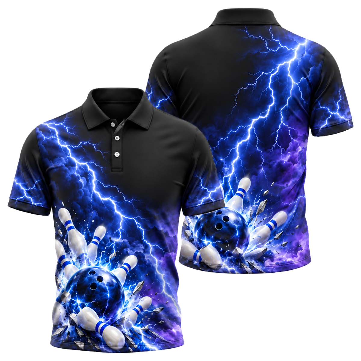 Storm Cell Strike Unisex Polo in Royal & White