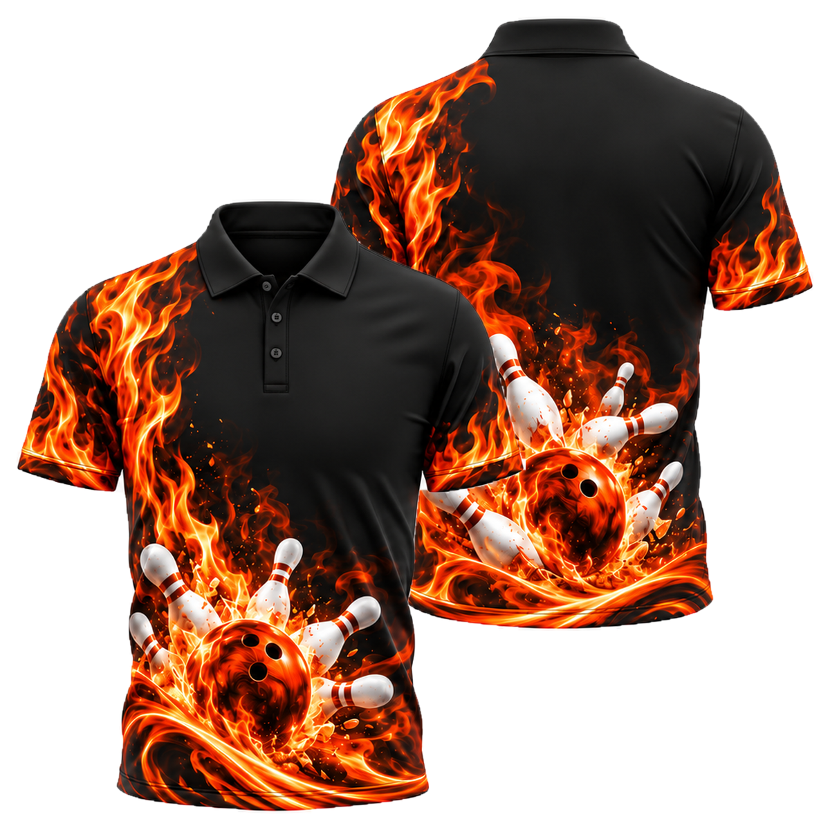 Blue Inferno Swirl Unisex Polo in Orange & Black