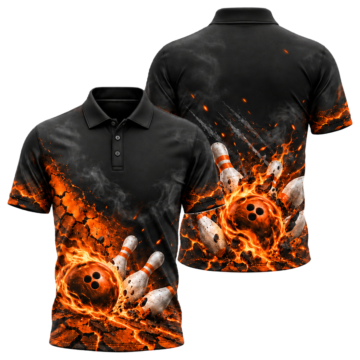 Crimson Grit Fireball Unisex Polo in Orange & Black
