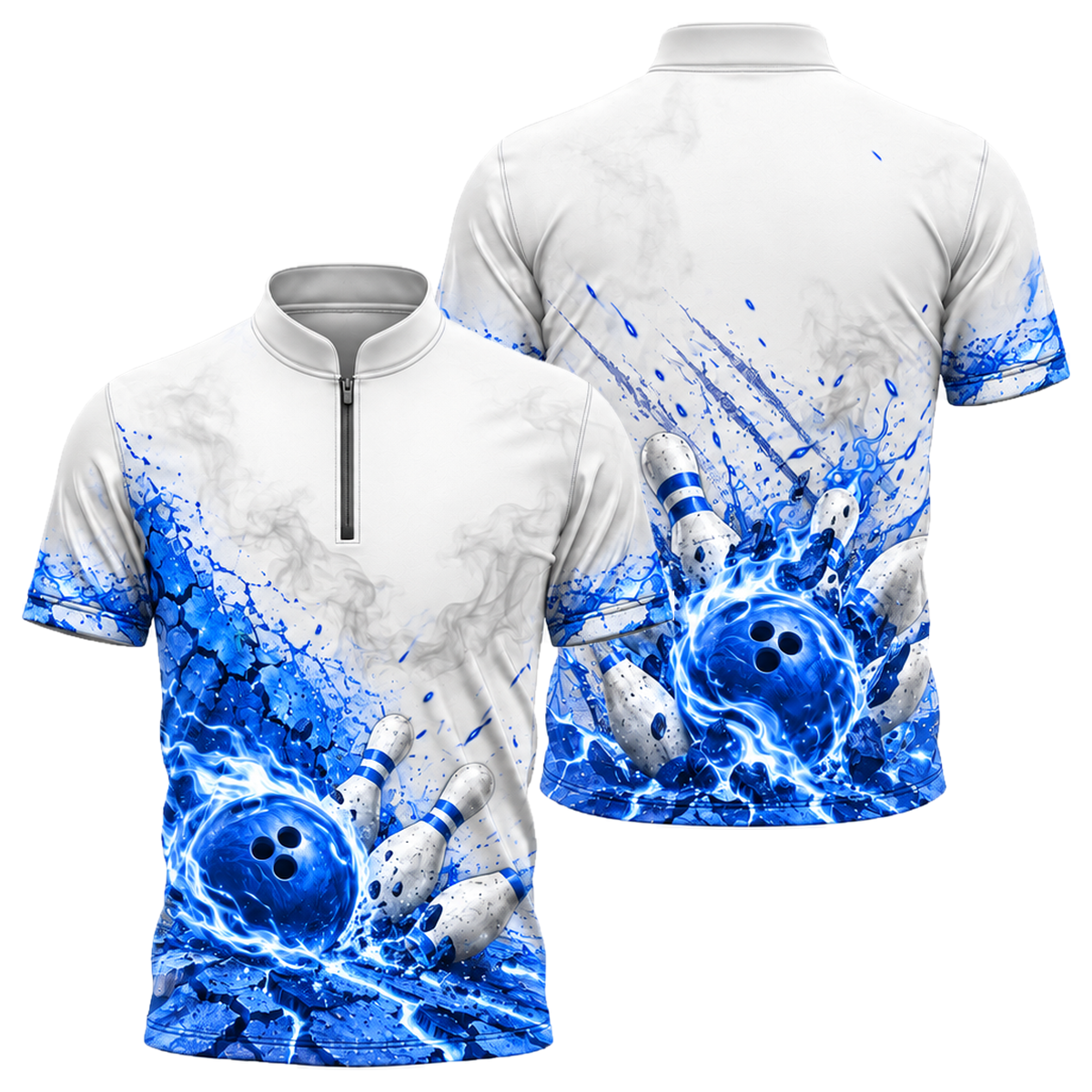 Crimson Grit Fireball Bowling Jersey in Royal & White