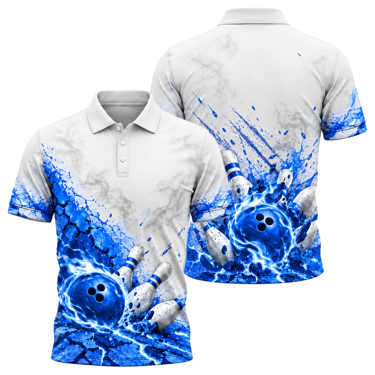 Crimson Grit Fireball Unisex Polo in Royal & White