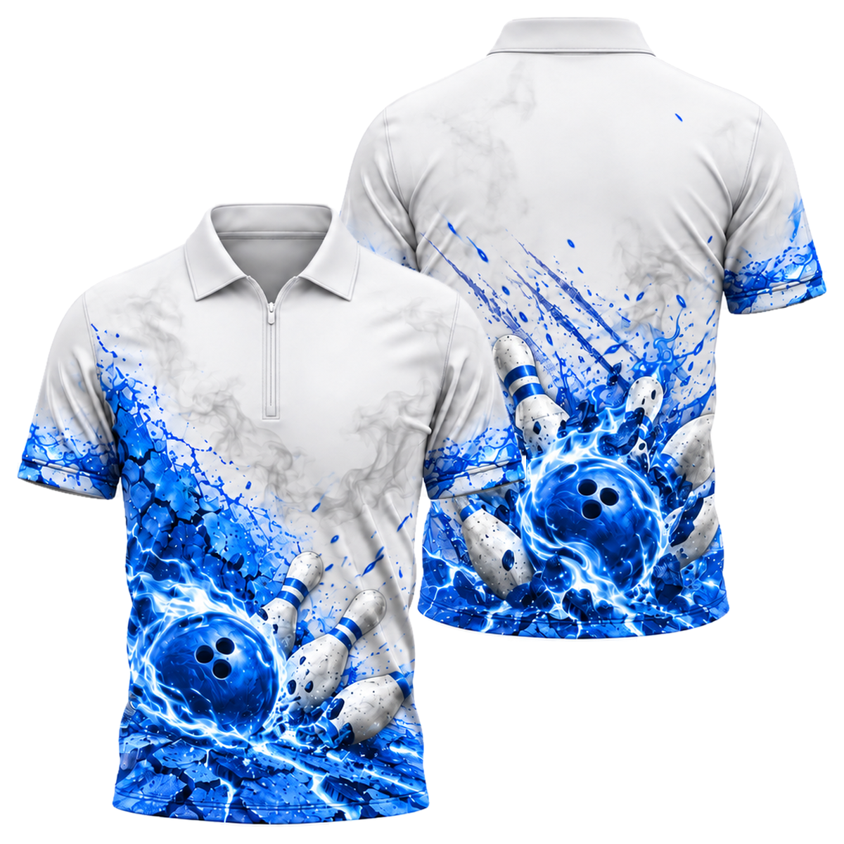 Crimson Grit Fireball Quarter-Zip Polo in Royal & White
