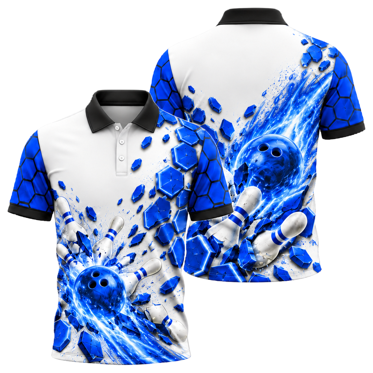 Red Circuit Fireball Unisex Polo in Royal & White