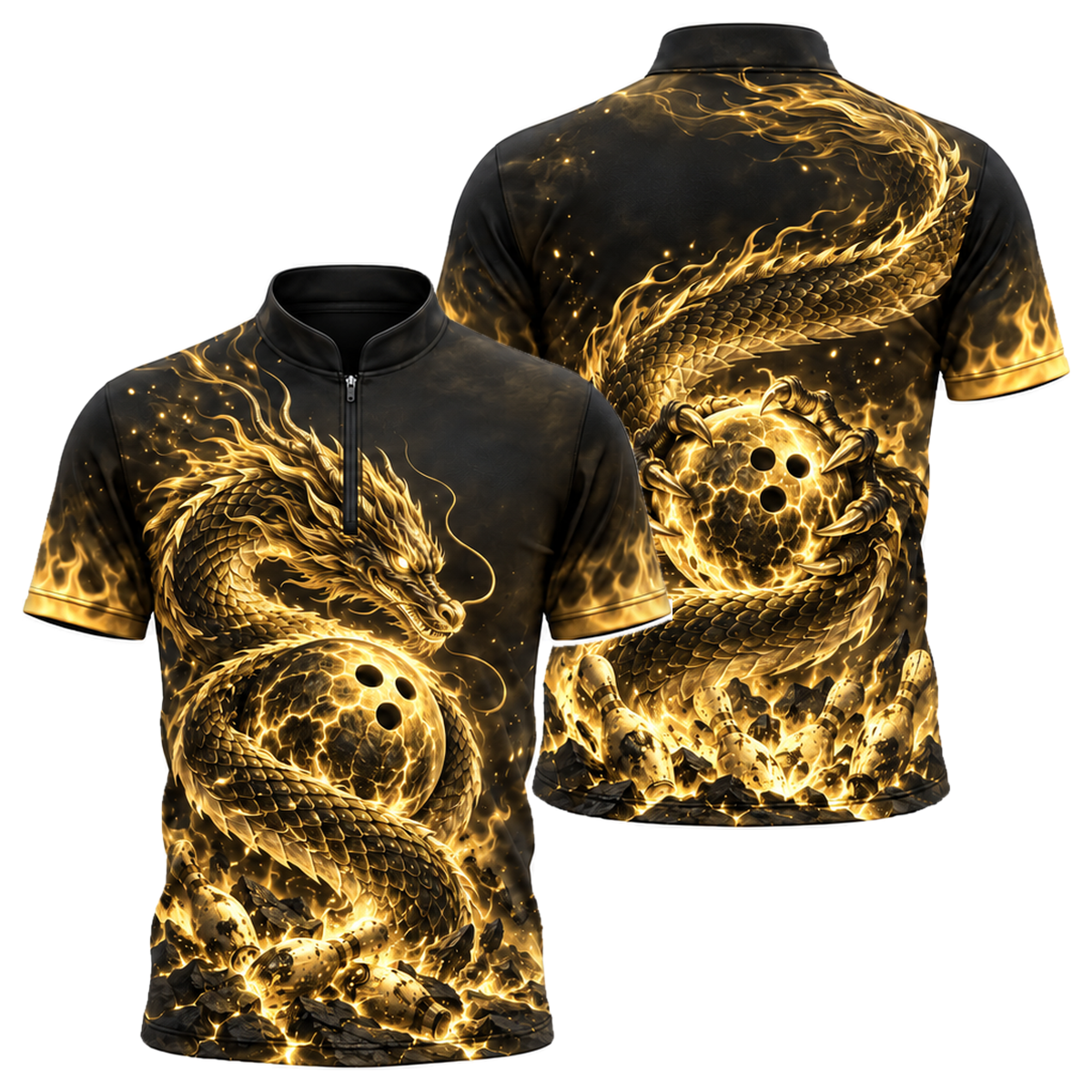 Magma Serpent Strike Bowling Jersey in Black & Gold