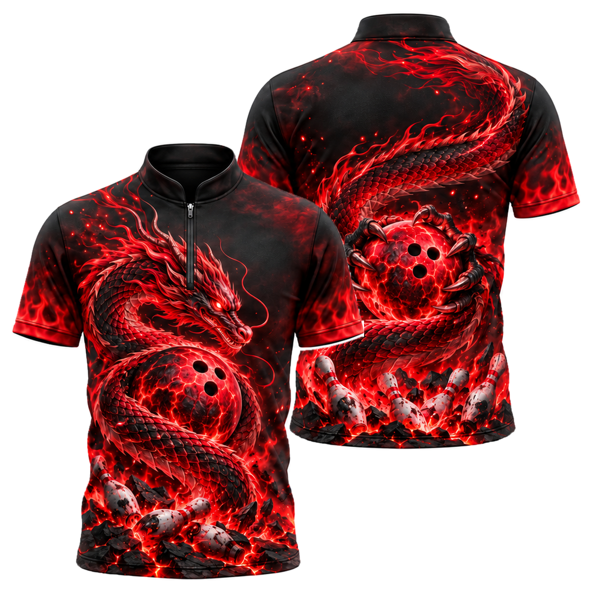 Magma Serpent Strike Bowling Jersey in Black & Red